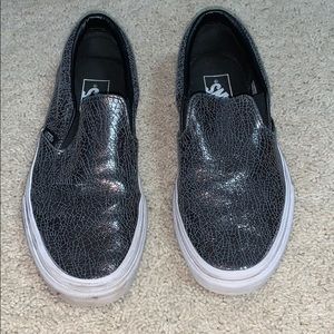 metallic van slip ons